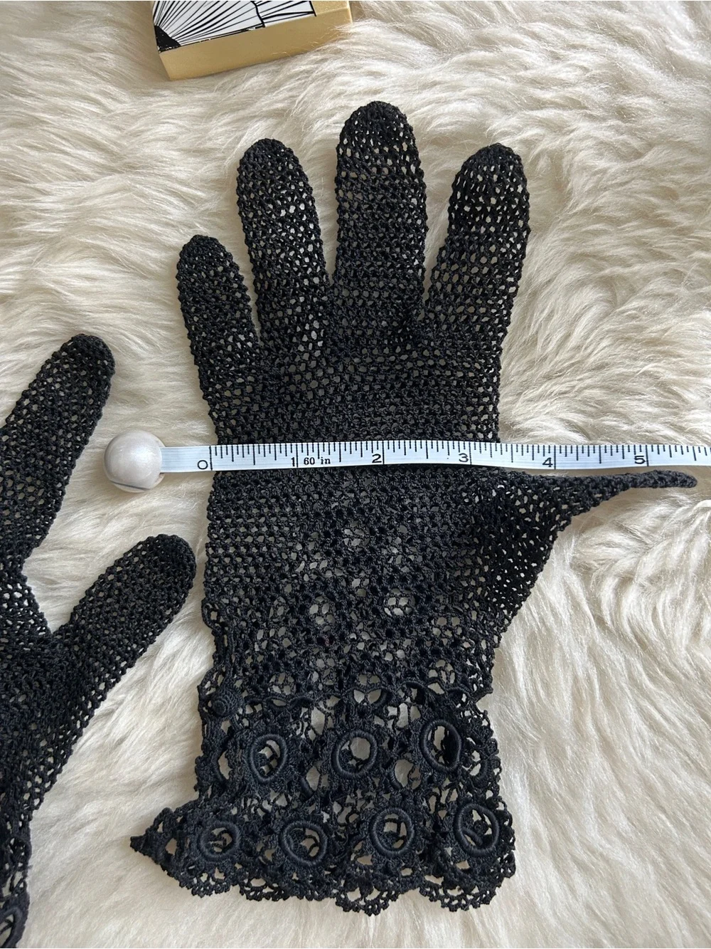 Vintage Handmade Black Lace Crochet Gloves - Elegant Women's Accessory